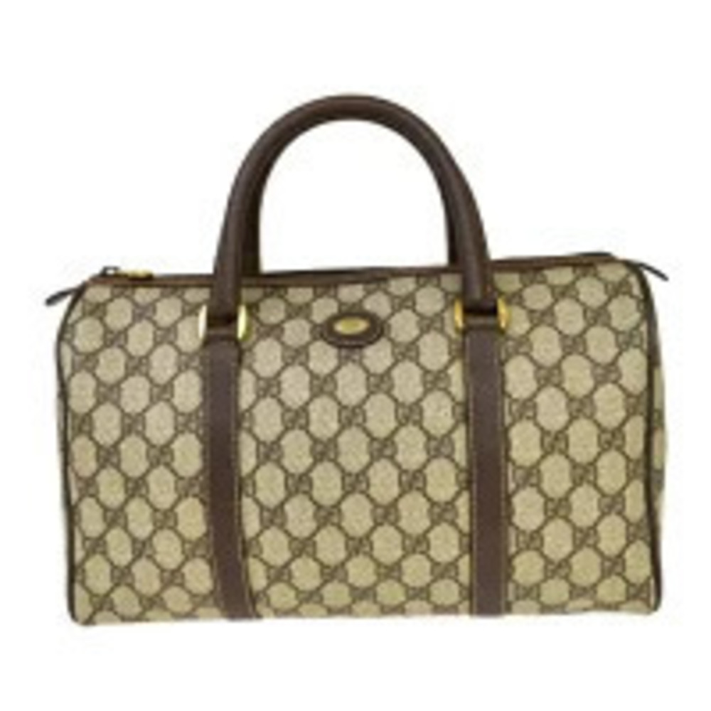 Gucci Boston Handbag GG Interlocking Brown Leather